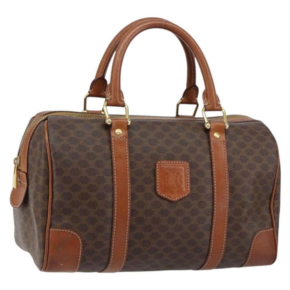 CELINE Macadam Canvas Hand Bag PVC Leather Brown Gold Auth ka572 - Picture 1 of 16